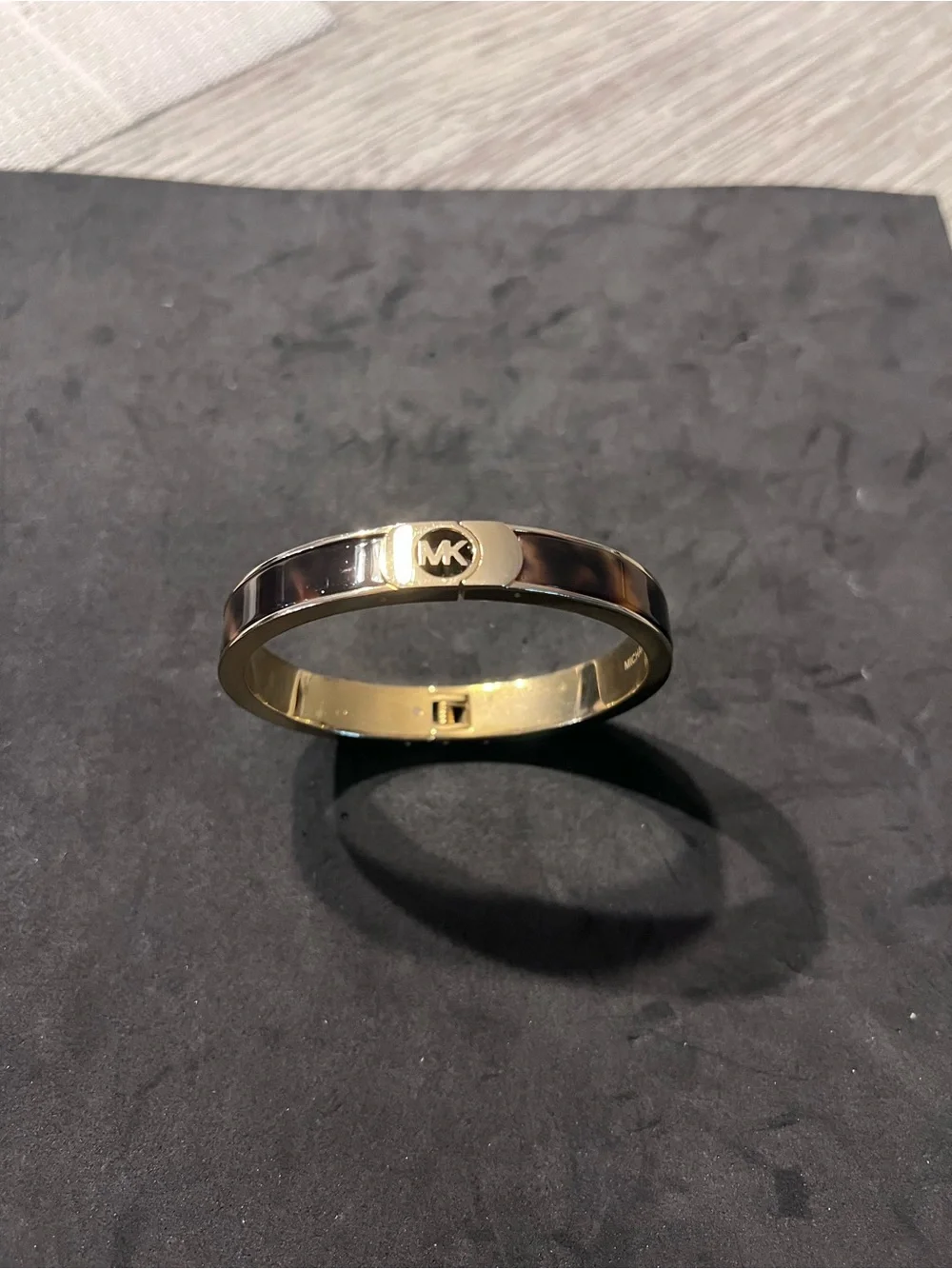 Michael Kors Gold-Tone Tortoise Logo Hinge Bangle Bracelet